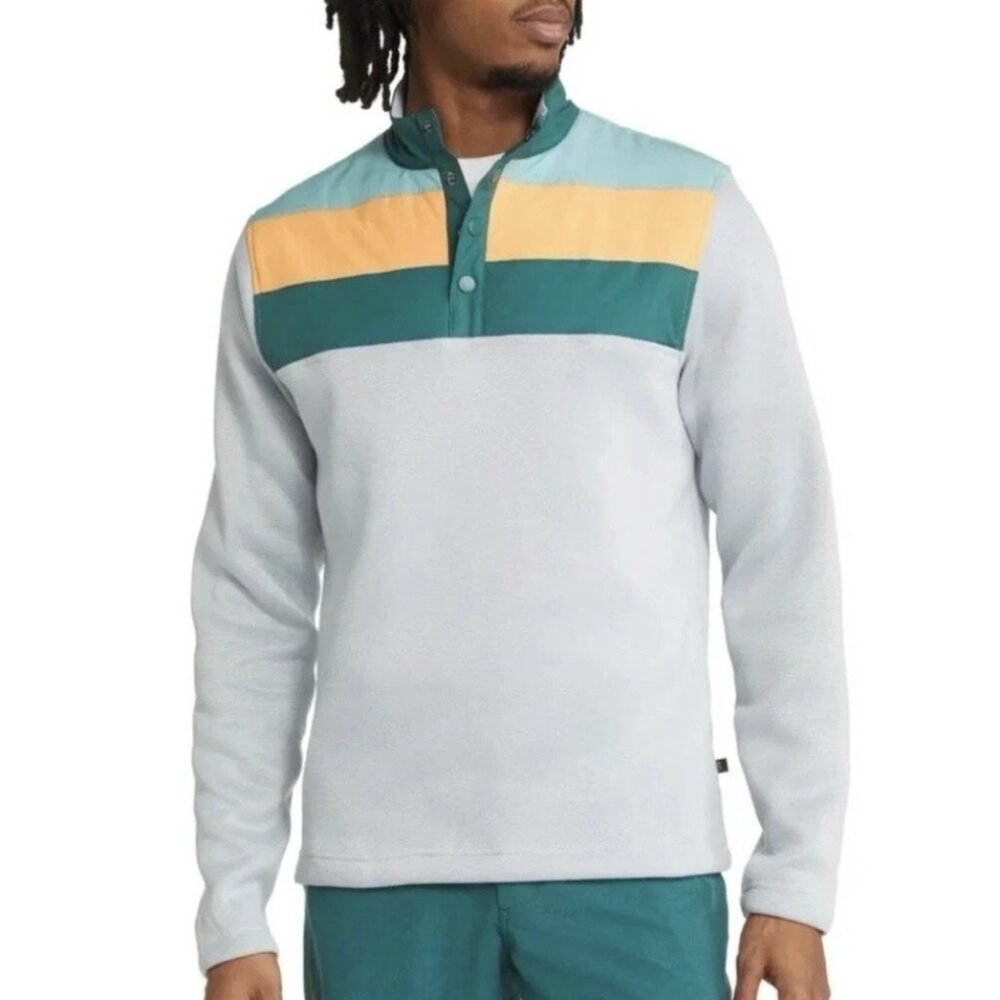 Swannies Gray and Green Golf Foxx Fleece Pullover Jacket Men’s Size Medium